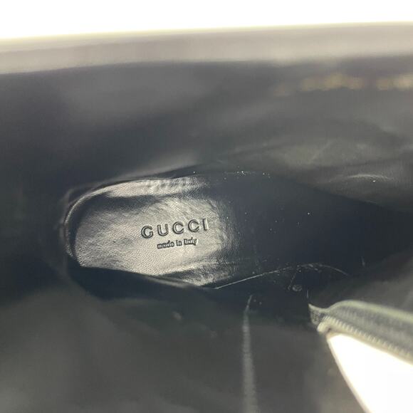 Gucci Boots GG Logo Monogram Western Chain Black Leather Ankle Booties Shoes 39 - Picture 9 of 13